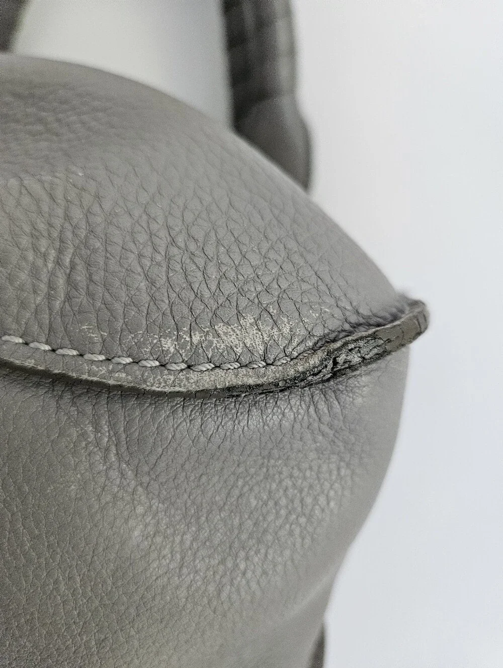 Chloe Marcie Medium Gray Grained Leather Double Carry Satchel